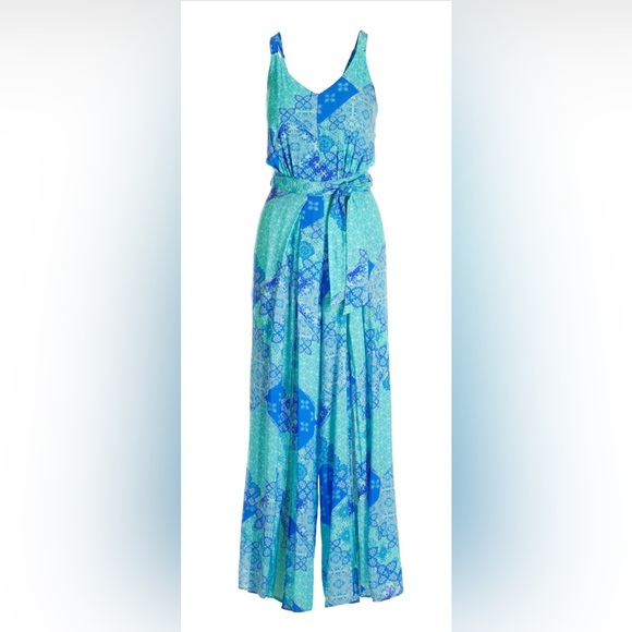 BRANS NEW W TAGS Boston Proper Beautiful Island Patchwork Slit Jumpsuit, sz 0 - Picture 2 of 7